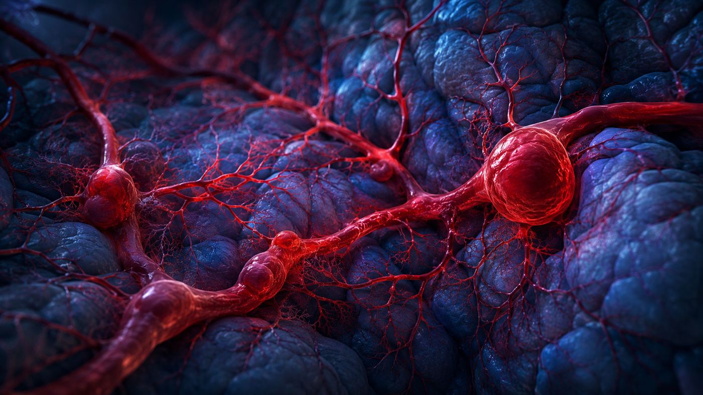 A medical illustration of the tiny branching blood vessels deep inside the brain that fail in this stroke