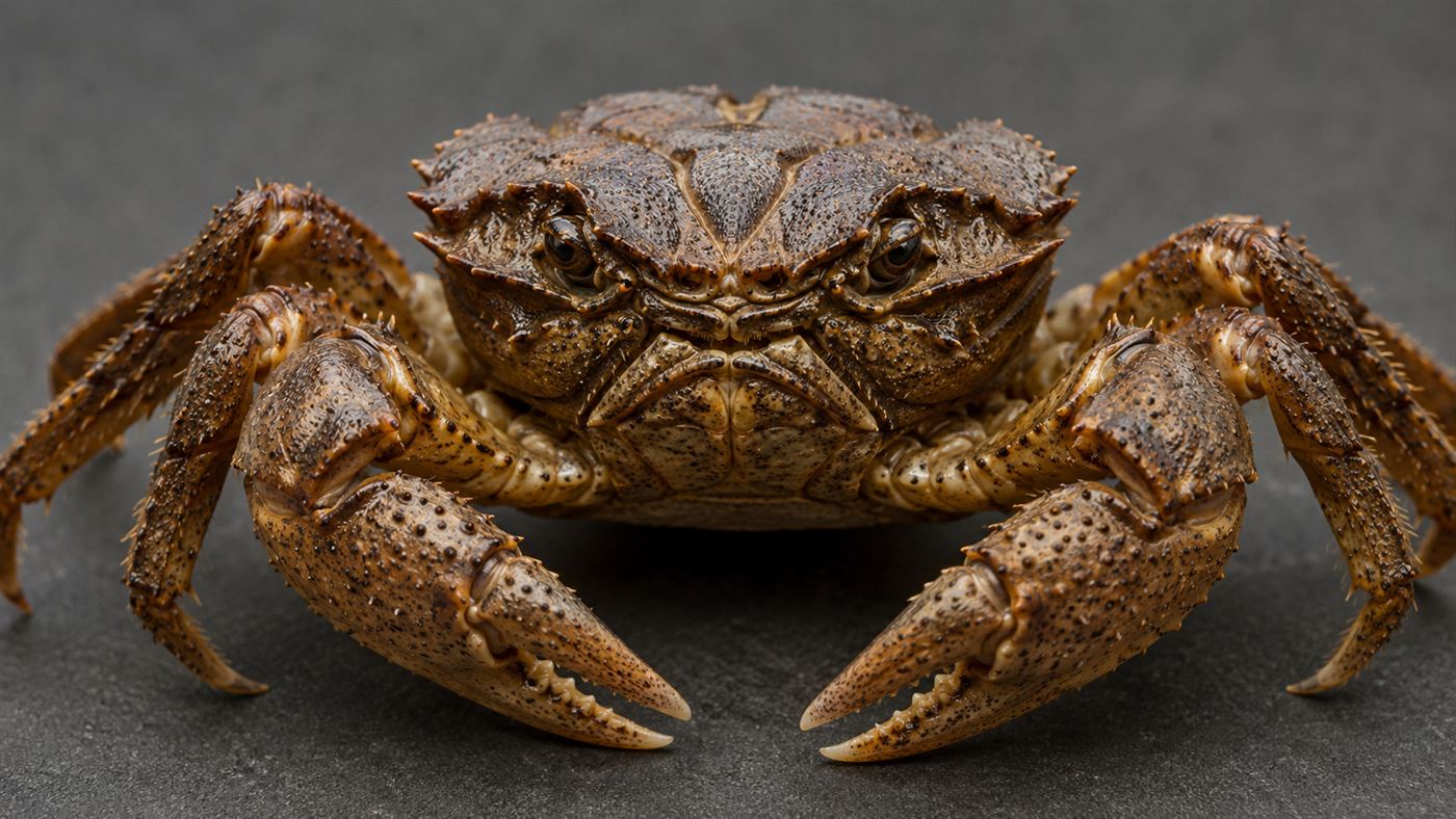A Heikegani crab shell patterned like the angry face of a samurai