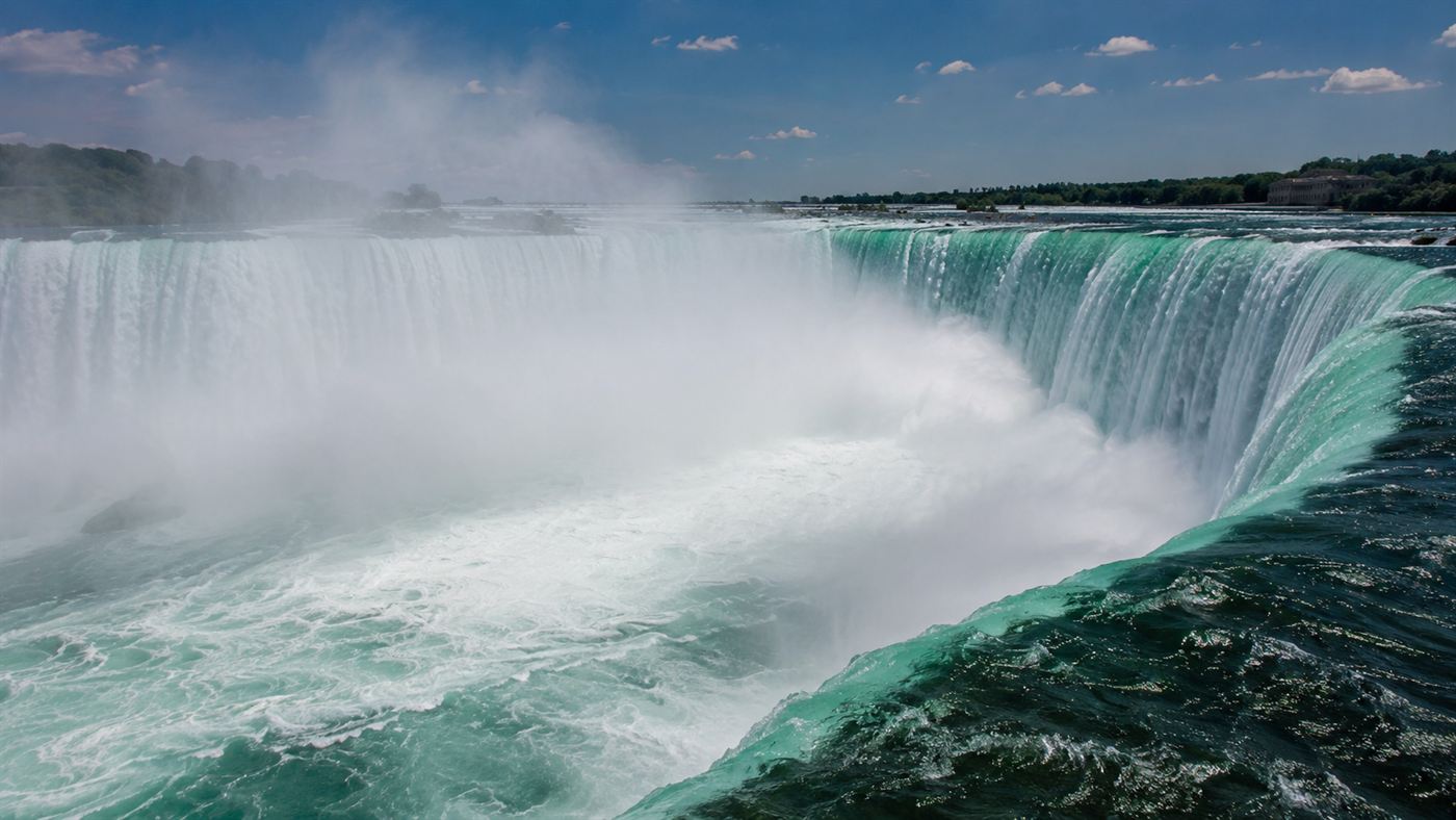 The Horseshoe Falls at Niagara, the curved wall of falling water Annie Edson Taylor went over in a barrel