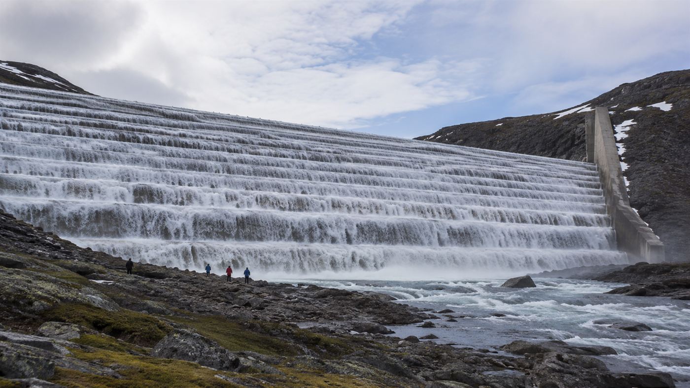 The Giant's Staircase spillway of the James Bay Project, a colossal tiered concrete staircase with water cascading down
