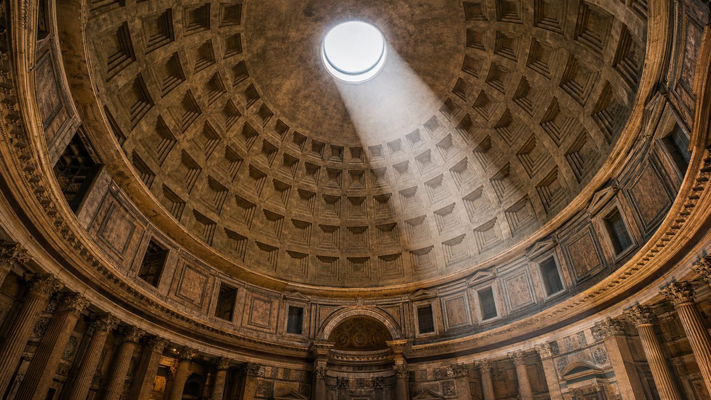 The Pantheon dome in Rome, a 2,000-year-old Roman concrete structure