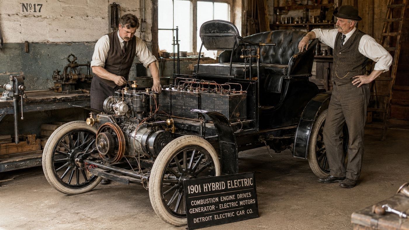 The Semper Vivus, the world's first hybrid, with a petrol engine driving a generator for the Lohner-Porsche electric car system