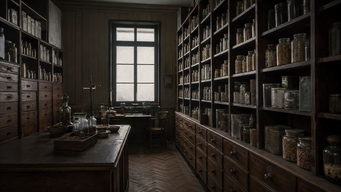 Shelves of seed samples in the Vavilov seed bank in besieged Leningrad
