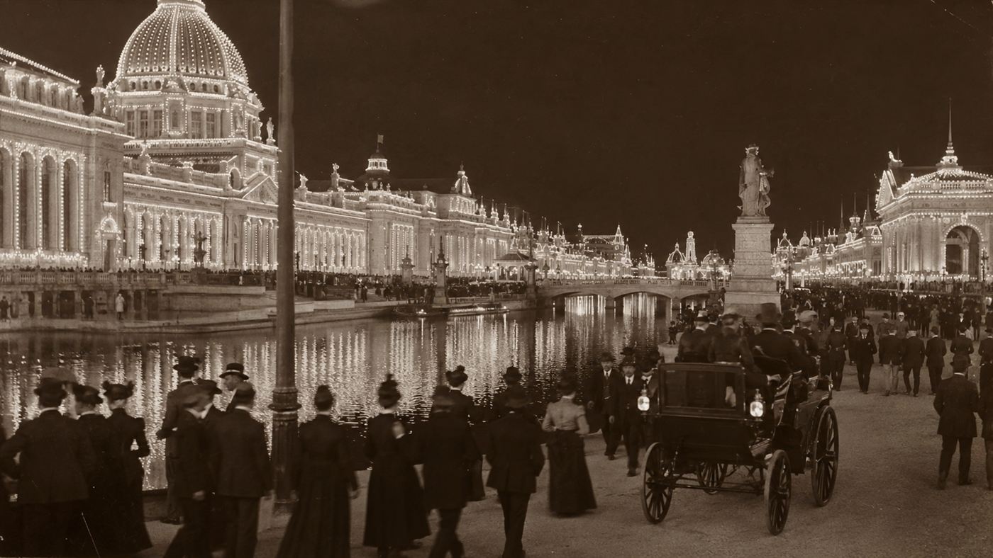 The electrically lit 1893 Chicago World's Fair, where the William Morrison electric car is said to have appeared