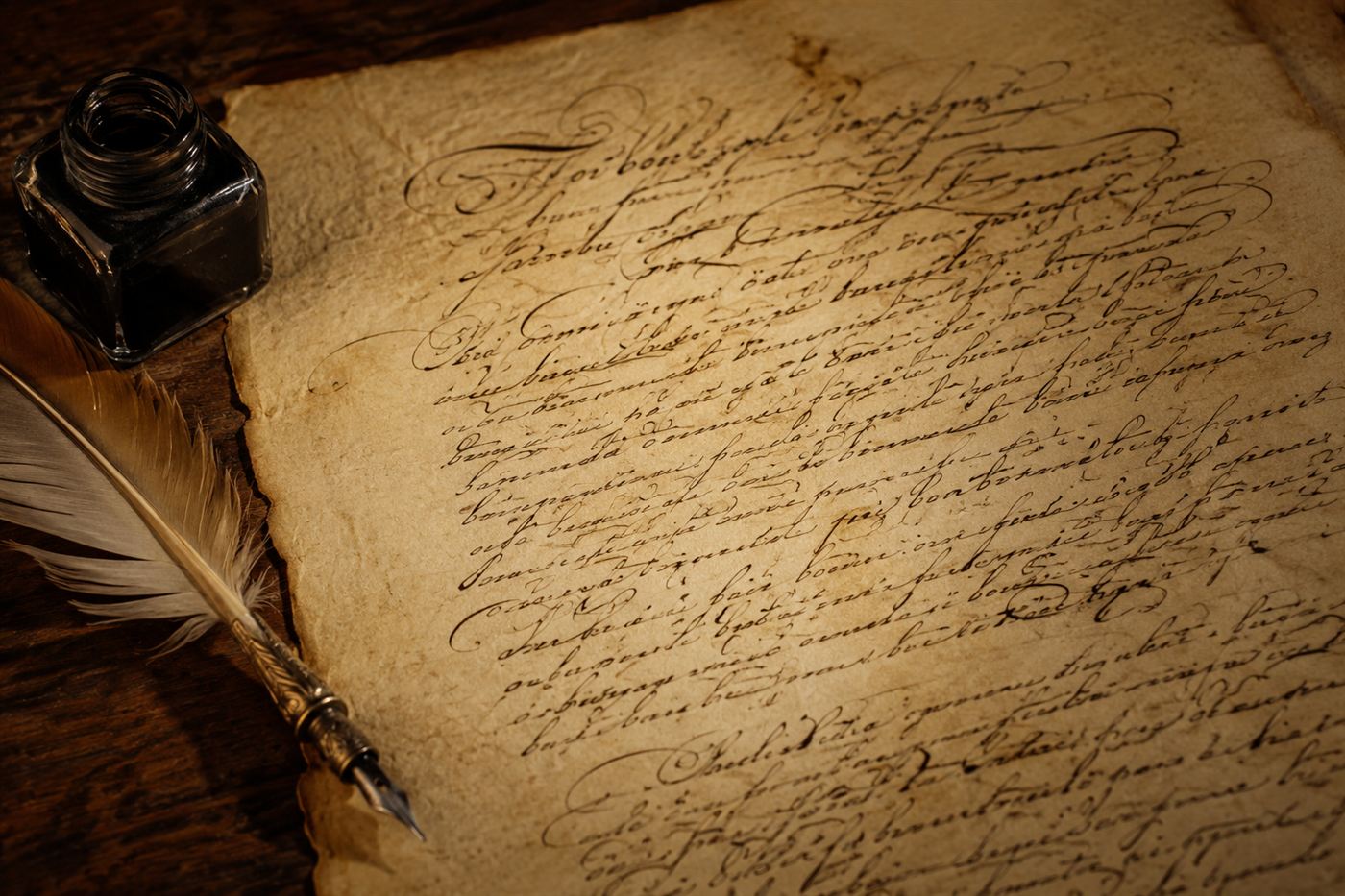 An aged parchment copy of the United States Declaration of Independence with elegant script, used as the key to a Beale cipher