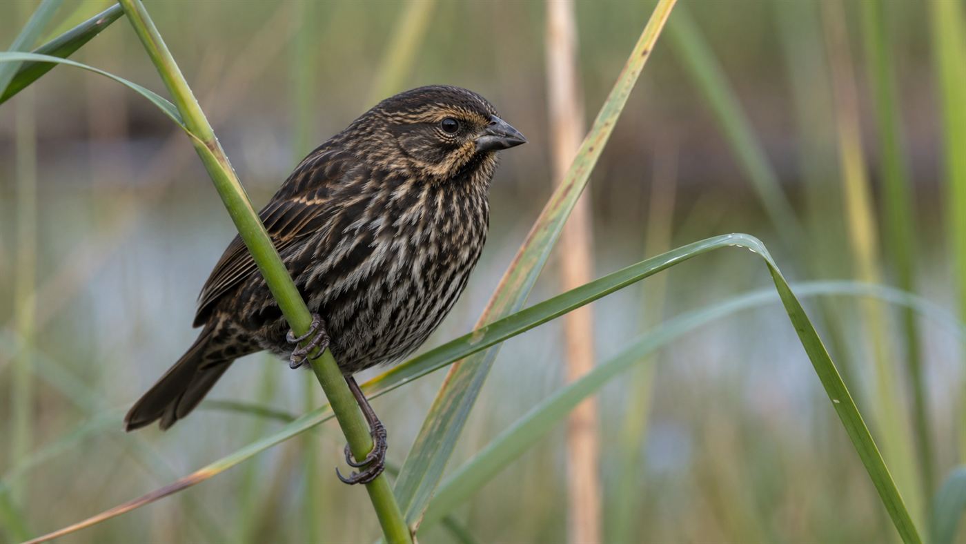 A dusky seaside sparrow perched on green cordgrass in a Florida salt marsh