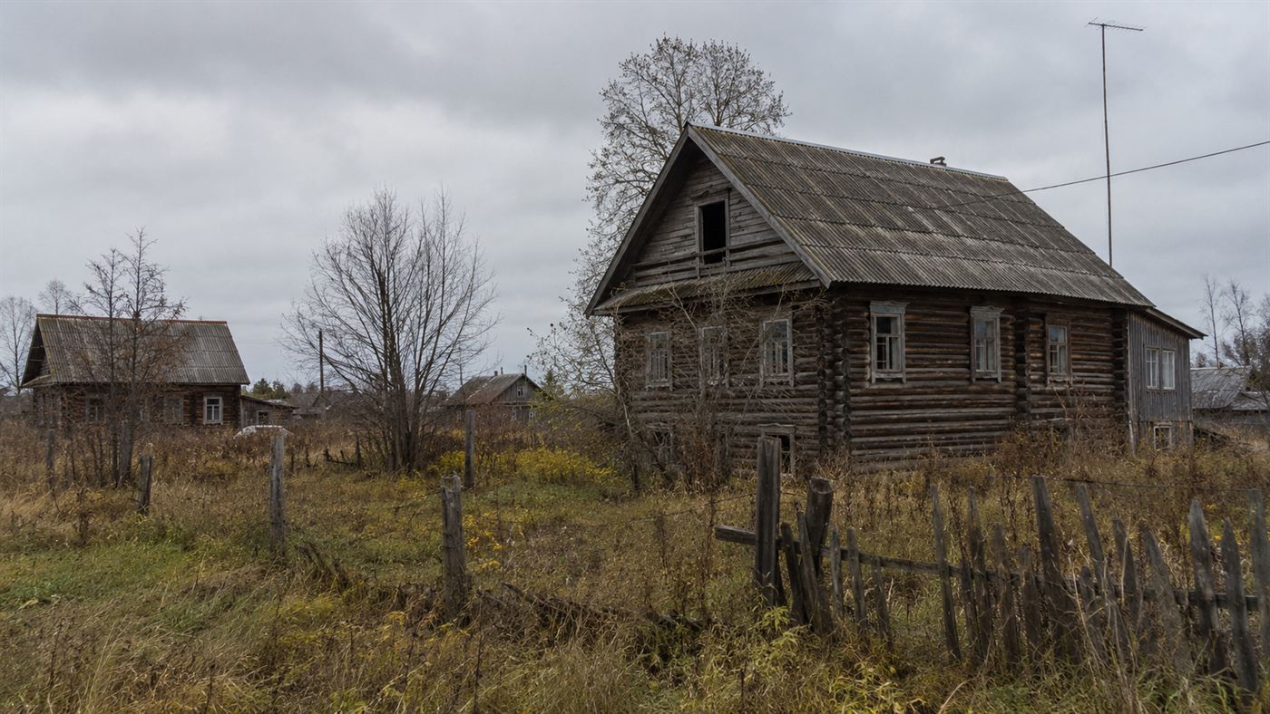 An abandoned, evacuated Soviet village in the contaminated East Urals Radioactive Trace