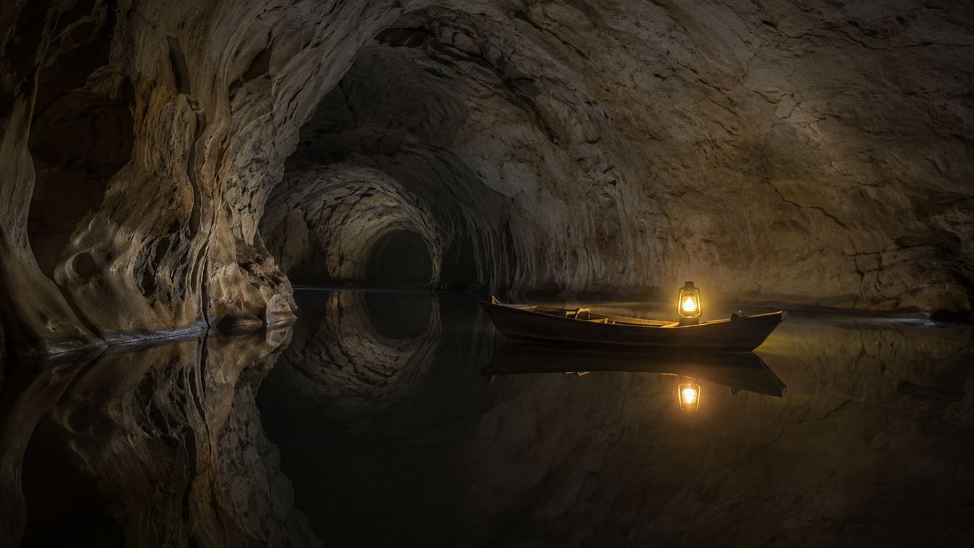 The underground Echo River deep in Mammoth Cave, home to eyeless white fish