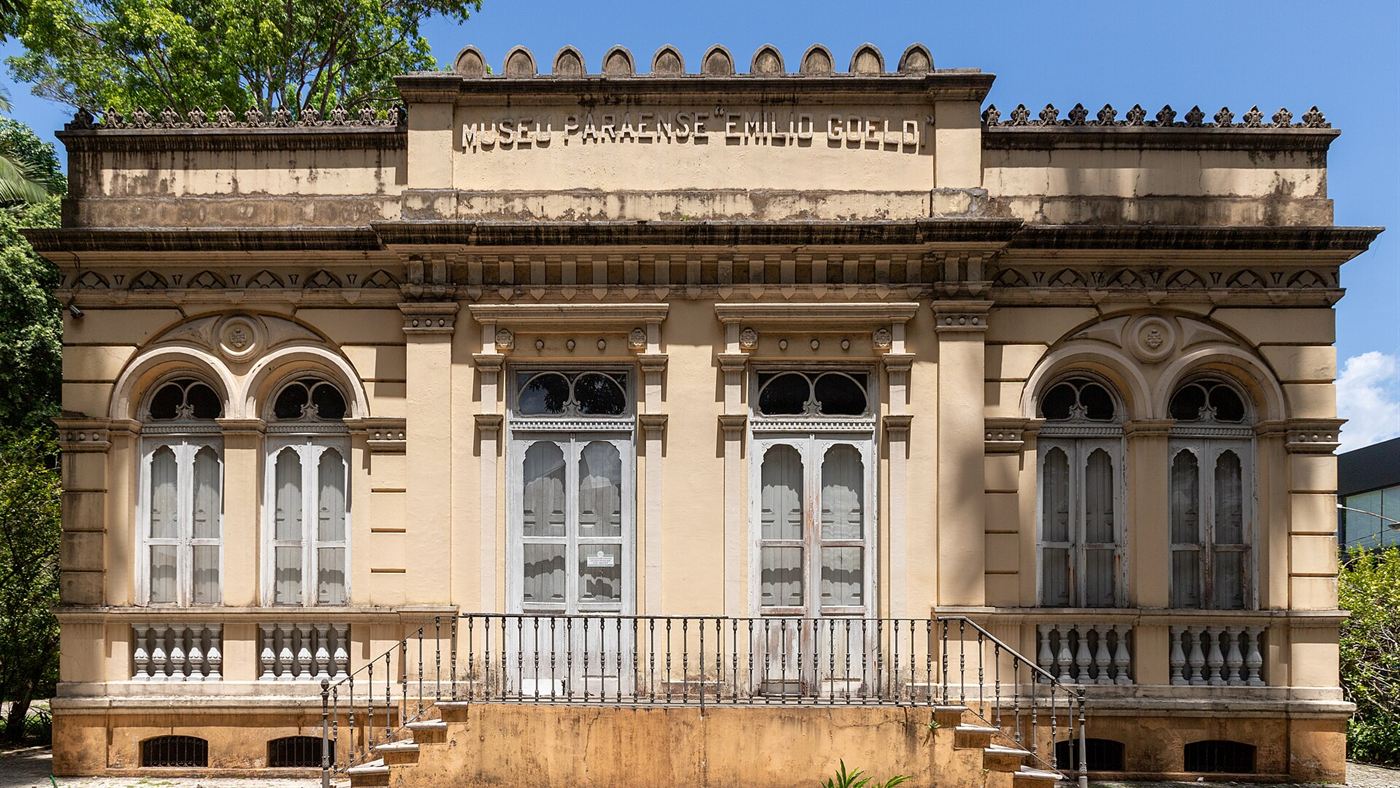 Museu Goeldi: fachada histórica do prédio no Parque Zoobotânico, em Belém, sede da coleção de mamíferos
