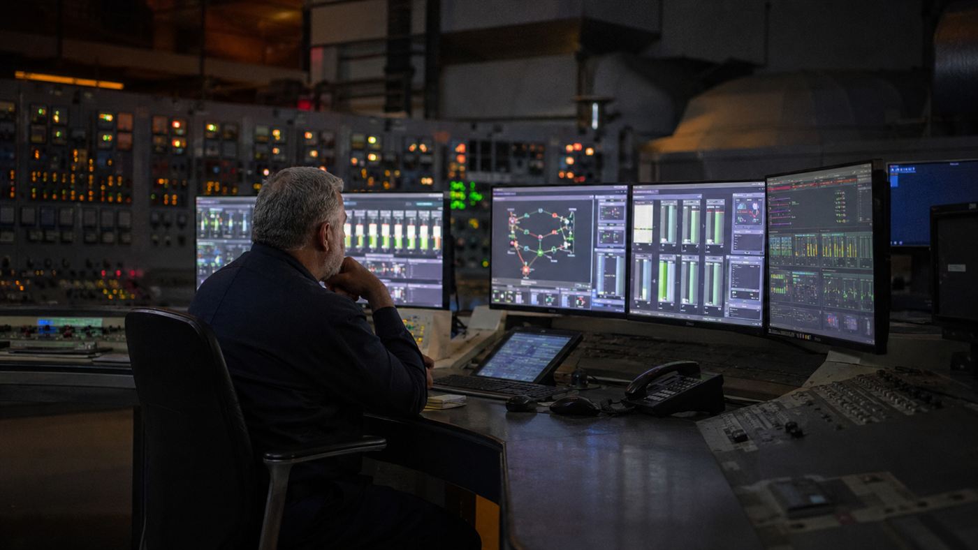 A power station engineer at a control panel on the final day of Ratcliffe-on-Soar, the last coal power station in Britain