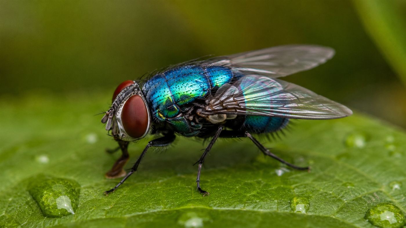 A close-up of a metallic blowfly, the kind targeted by screwworm eradication