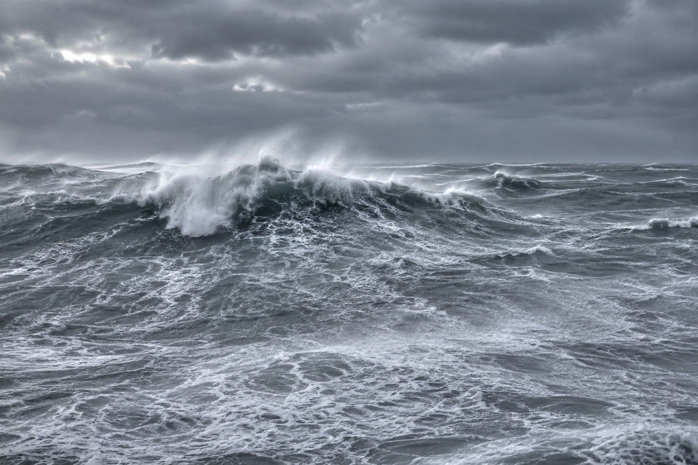 Powerful grey ocean waves, the raw energy Salter's Duck was designed to capture