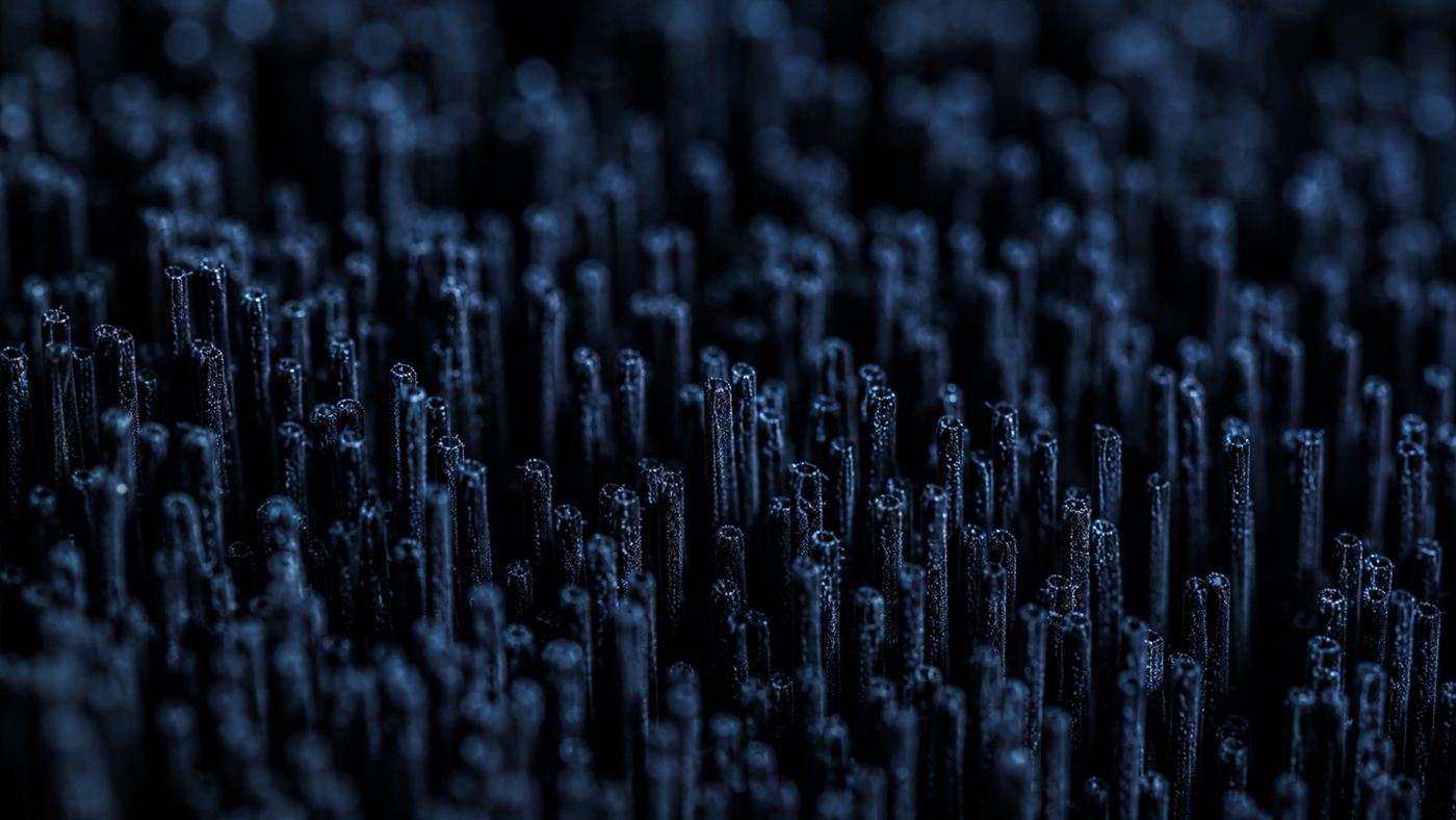 An extreme macro view of a forest of vertically aligned carbon nanotubes, the structure behind Vantablack