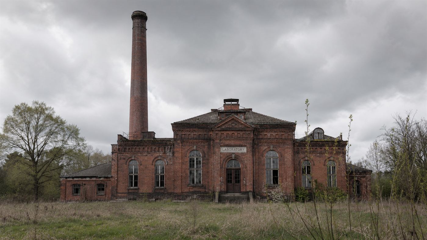 The surviving red-brick Wardenclyffe laboratory building where Tesla worked on wireless power, now preserved
