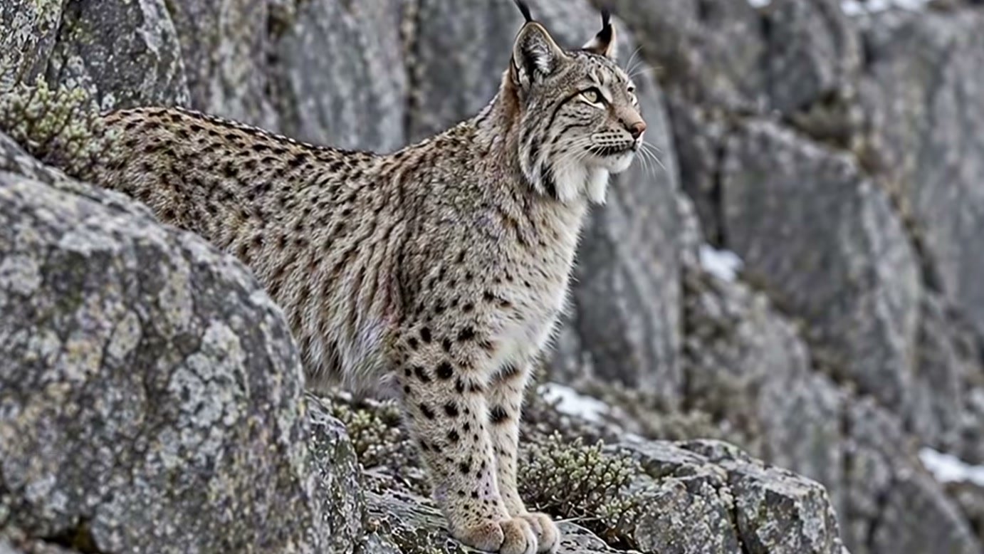 Imagem de divulgação: Filhote de markhor mal consegue ficar em pé após nascer em penhasco, mas precisa atravessar uma fenda com um lince por perto na narrativa do vídeo