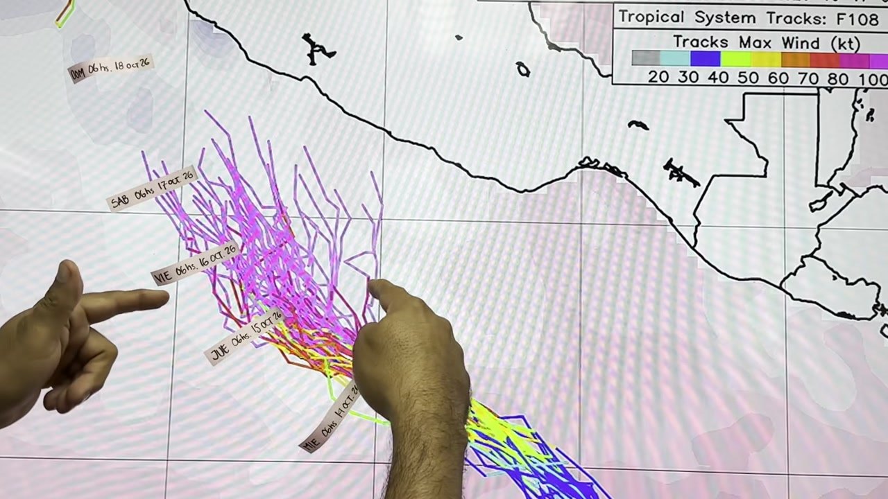 Imagem de divulgação: Trudy pode ganhar força e chegar à categoria 4, mas previsão apresentada pelo Pronóstico para Guerrero destaca incerteza crescente sobre a trajetória